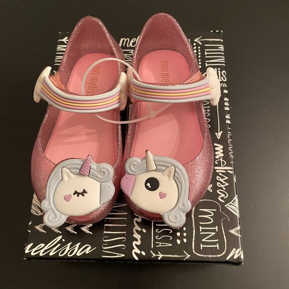 NIB Mini Melissa Ultragirl Pink Sparkle Unicorn Shoes - Picture 1 of 6